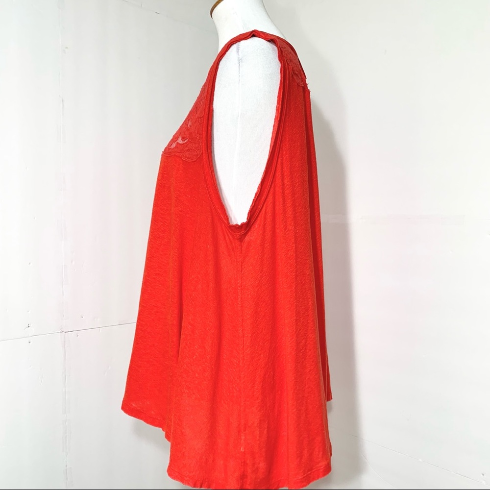 SOLD-Free People Lace Neck Red Sleeveless Swing Tunic - Picture 6 of 13
